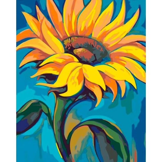 Paint By Numbers Sunflower On Blue Backgroun
