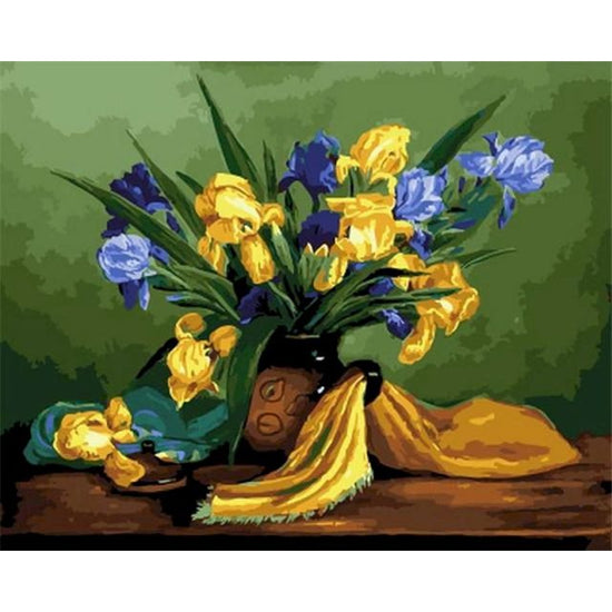 Blue And Yellow Flowers - Paint By Numbers Flowers