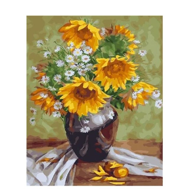 Composition Of Sunflowers And Daisies - Paint By Numbers Sunflowers