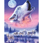 Wolf Pack and Full Moon Paint By Numbers 