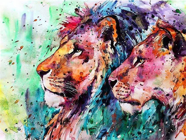 Abstract Lion And Lioness