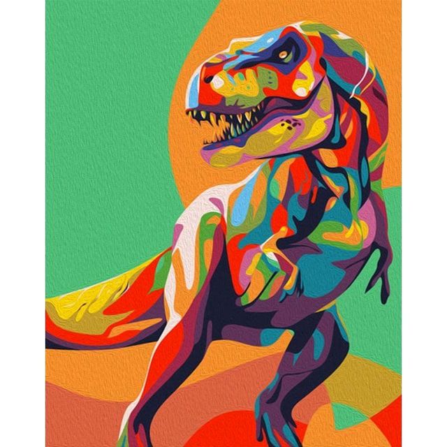 Paint By Numbers Colorful Dinosaur