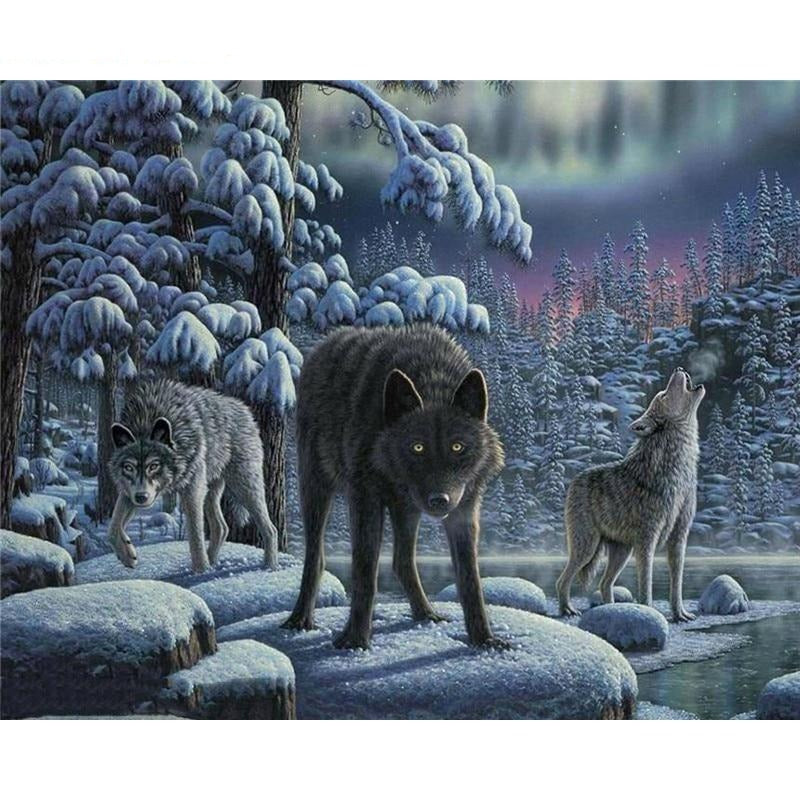 Wolves on the hunt - Paint By Numbers Wolf