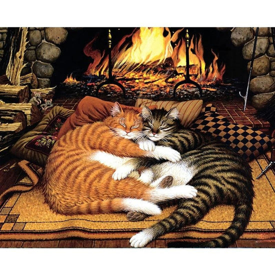 Paint By Numbers Cats Fireplace
